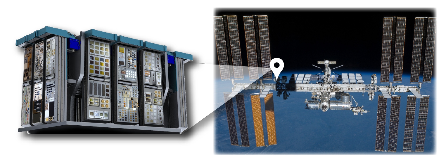 Experiments integrated into carriers and trays on the MISSE en route to the ISS