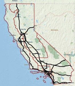 Highly Automated Driving map of California