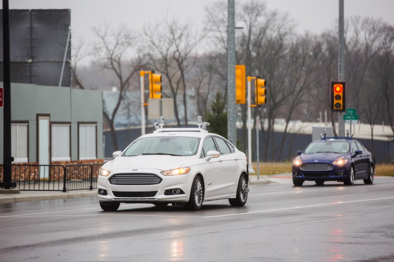 Ford autonomous research vehicles at MCity testing grounds