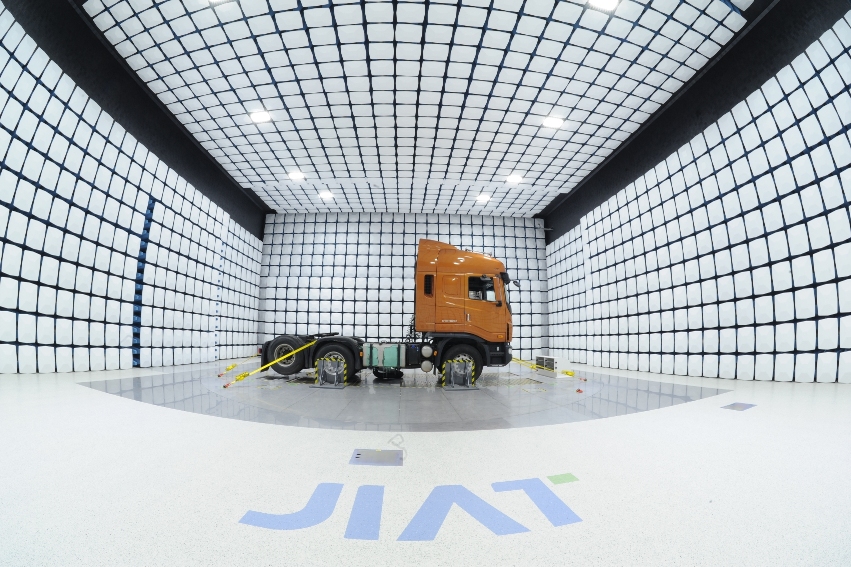 The anechoic EMC chamber at JIAT in South Korea is suitable for large commercial vehicle test subjects