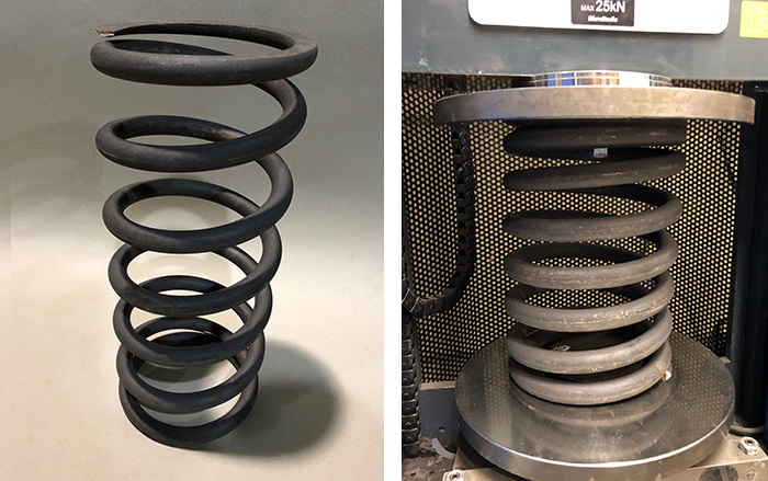 Compression spring testing evaluates effects of using standard tool steel at high temperatures