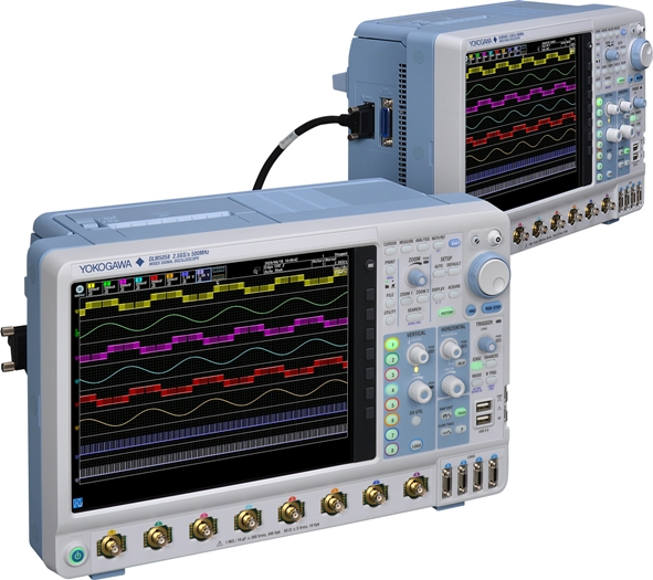 DLM5000 oscilloscope can be used with mixed signals of 8 analogue and 16 digital inputs