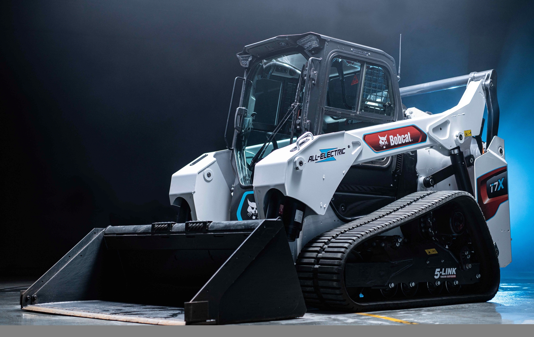 The Bobcat V7X is an electric construction vehicle that has no hydraulic actuators