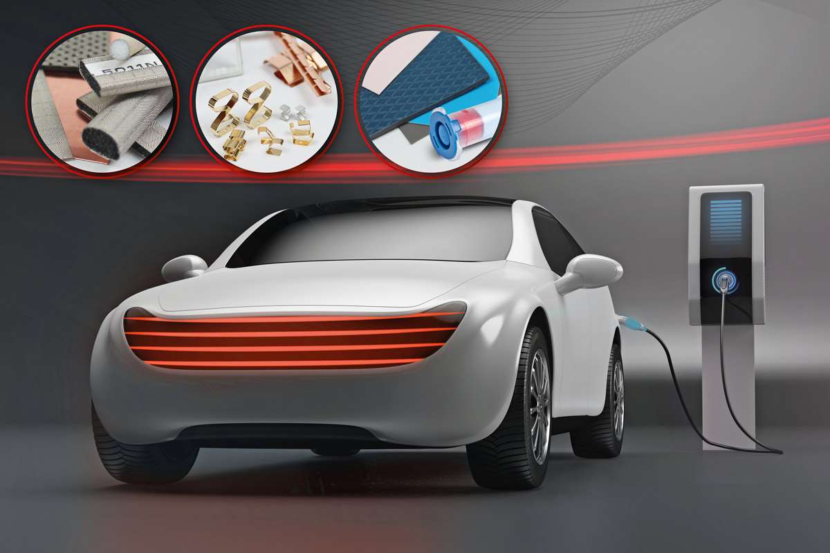 Gaskets can be configured to meet EMC and thermal management challenges of electric vehicles