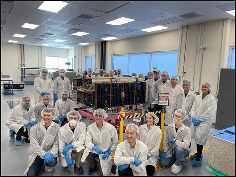 The Momentus team with Vigoride-6 before shipping the Orbital Service Vehicle to Vandenberg Space Force Base for launch