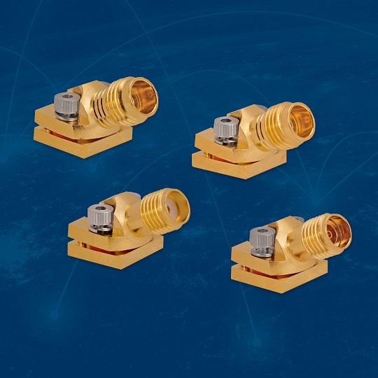 Solderless angled connector jacks provide RF connectivity for small enclosures