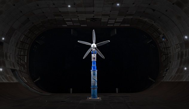 eVTOL propeller undergoes wind tunnel testing in large chamber