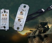Connector systems for military vehicles combine power and data transmission in a single modular loom